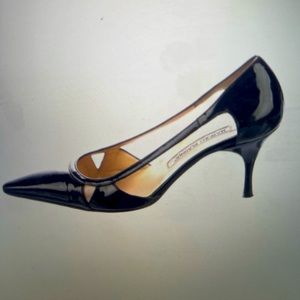 Manolo Blahnik Black, Gently Pre-Loved Patent Leather Pumps